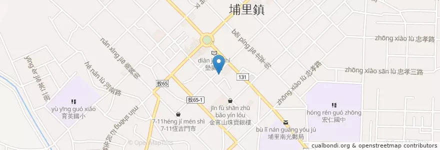Mapa de ubicacion de 臺灣銀行 en Taiwán, Provincia De Taiwán, Condado De Nantou, 埔里鎮.