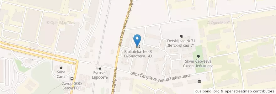 Mapa de ubicacion de Библиотека № 43 en Russland, Föderationskreis Zentralrussland, Oblast Woronesch, Городской Округ Воронеж.