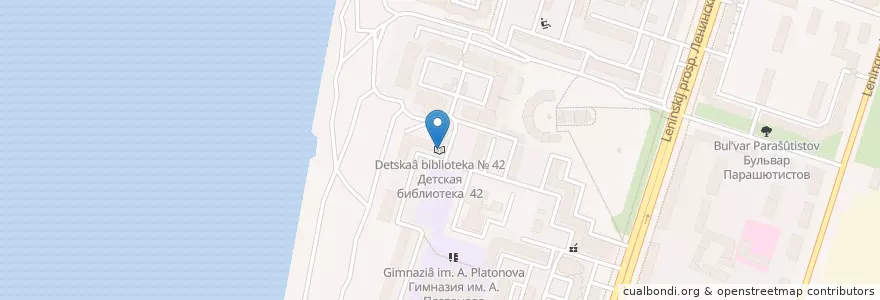 Mapa de ubicacion de Детская библиотека № 42 en Russland, Föderationskreis Zentralrussland, Oblast Woronesch, Городской Округ Воронеж.