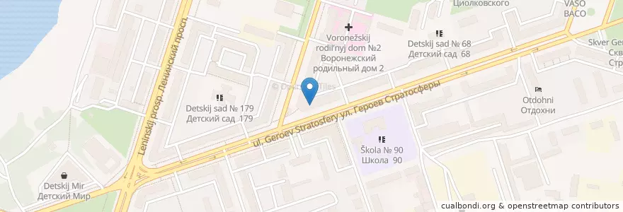 Mapa de ubicacion de Библиотека № 44 en Russland, Föderationskreis Zentralrussland, Oblast Woronesch, Городской Округ Воронеж.