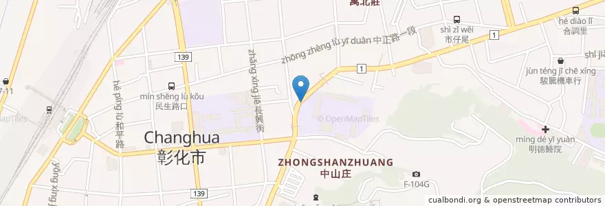 Mapa de ubicacion de 中山國小 en Taiwán, Provincia De Taiwán, Condado De Changhua, 彰化市.