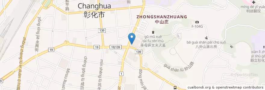 Mapa de ubicacion de 彰化縣立圖書館 en تايوان, مقاطعة تايوان, مقاطعة تشانغوا, 彰化市.
