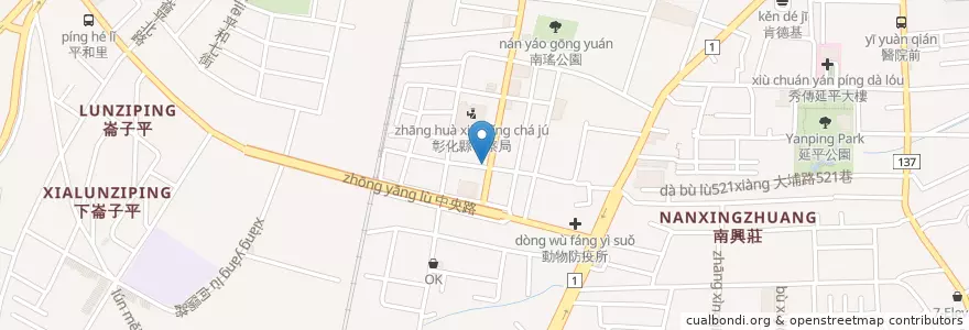 Mapa de ubicacion de 彰化縣警察局 en 臺灣, 臺灣省, 彰化縣, 彰化市.