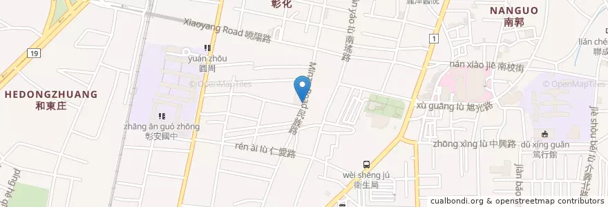 Mapa de ubicacion de 民族路219巷路口 en Taiwan, 臺灣省, Changhua, 彰化市.