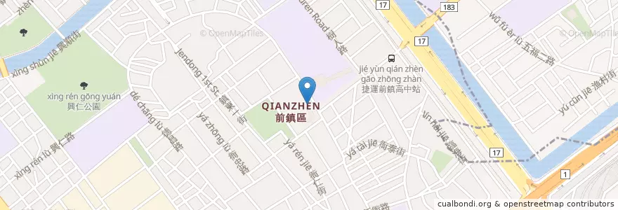 Mapa de ubicacion de 前鎮分隊 en 타이완, 가오슝시, 첸전구.