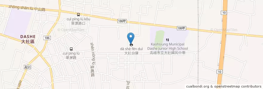 Mapa de ubicacion de 大社分隊 en 타이완, 가오슝시, 다서구.