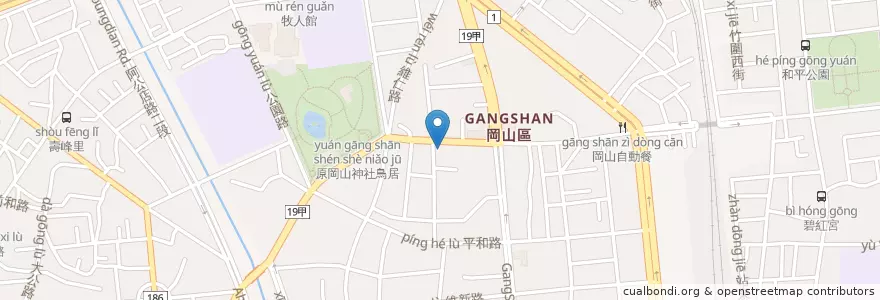 Mapa de ubicacion de 岡山分隊 en Taiwan, Kaohsiung, Distretto Di Gangshan.