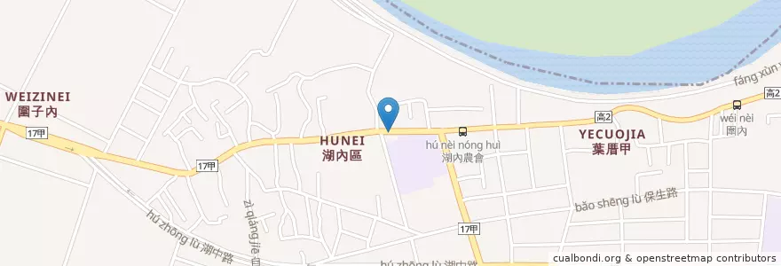 Mapa de ubicacion de 湖內分隊 en Taiwan, Kaohsiung, Distretto Di Hunei.