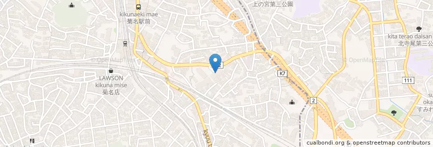 Mapa de ubicacion de 菊名記念病院 en Japan, 神奈川県, Yokohama, 港北区.