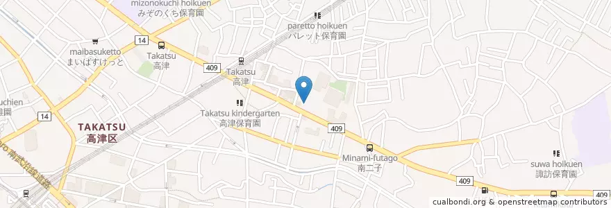 Mapa de ubicacion de デニーズ en Japão, 神奈川県, 川崎市, 高津区.