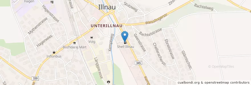 Mapa de ubicacion de Shell Illnau en Suíça, Zurique, Bezirk Pfäffikon, Illnau-Effretikon.