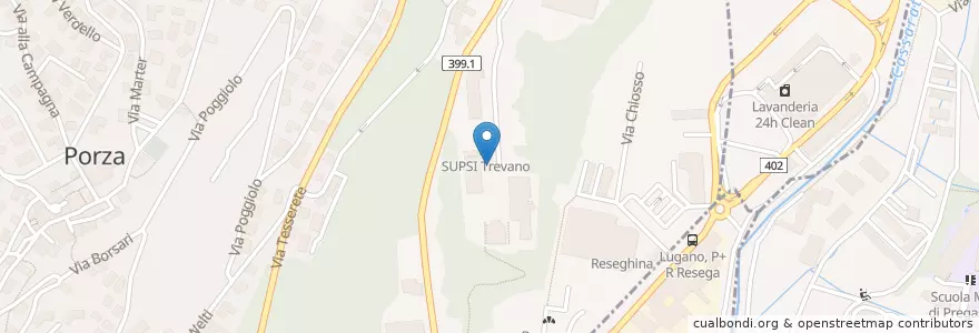 Mapa de ubicacion de Mensa en Suisse, Tessin, District De Lugano, Porza.