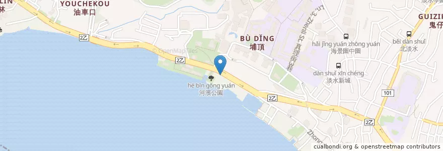Mapa de ubicacion de 淡水韓定食 en 台湾, 新北市, 淡水区.