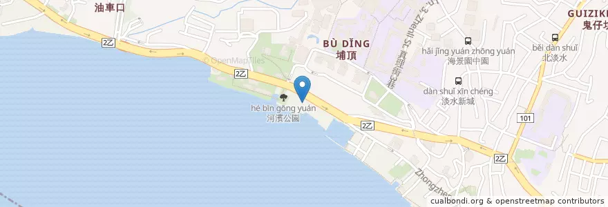 Mapa de ubicacion de 海灣咖啡 en Taïwan, Nouveau Taipei, Tamsui.