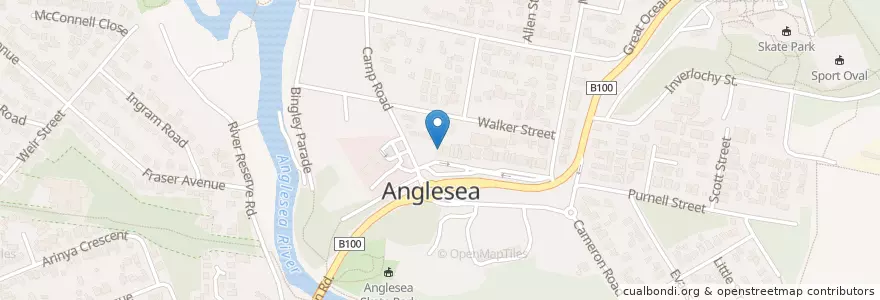 Mapa de ubicacion de Anglesea Post Office en 오스트레일리아, Victoria, Surf Coast Shire.