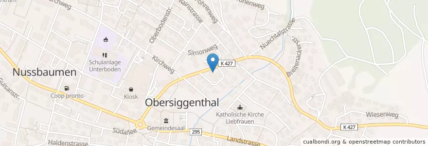 Mapa de ubicacion de Raiffeisenbank en Suisse, Argovie, Bezirk Baden, Obersiggenthal.