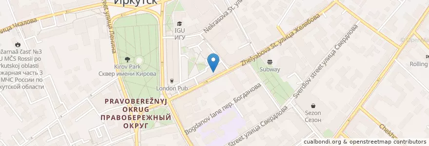 Mapa de ubicacion de Traveler's Coffee en روسيا, Сибирский Федеральный Округ, إركوتسك أوبلاست, Городской Округ Иркутск.