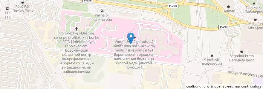 Mapa de ubicacion de Городская аптека en Russia, Distretto Federale Centrale, Oblast' Di Voronež, Городской Округ Воронеж.