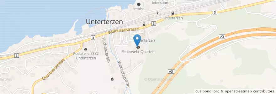 Mapa de ubicacion de Feuerwehr Quarten en スイス, ザンクト・ガレン州, Wahlkreis Sarganserland, Quarten.