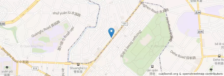 Mapa de ubicacion de 摩斯漢堡MOSBURGER en 타이완, 신베이 시, 중허 구, 융허 구.