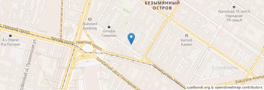 Mapa de ubicacion de Vaffel en ロシア, 北西連邦管区, レニングラード州, サンクト ペテルブルク, Центральный Район.