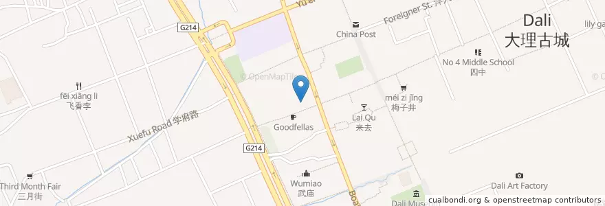 Mapa de ubicacion de 大熊餐吧 en 中国, 云南省, 大理白族自治州, 大理市.