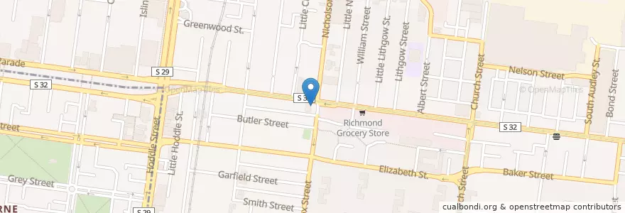 Mapa de ubicacion de Happy Lucky Dumpling Restaurant en Australie, Victoria, City Of Yarra.