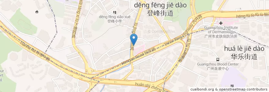 Mapa de ubicacion de 广发银行 en China, Guangdong, 广州市, 越秀区, 登峰街道.