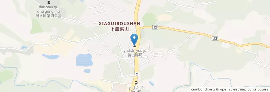 Mapa de ubicacion de 義山郵局 en تایوان, 新北市, 淡水區.