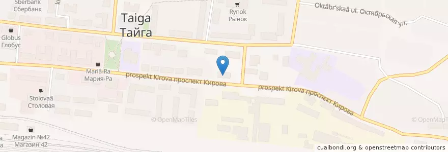 Mapa de ubicacion de Музыкальная школа en Russland, Föderationskreis Sibirien, Oblast Kemerowo, Тайгинский Городской Округ.