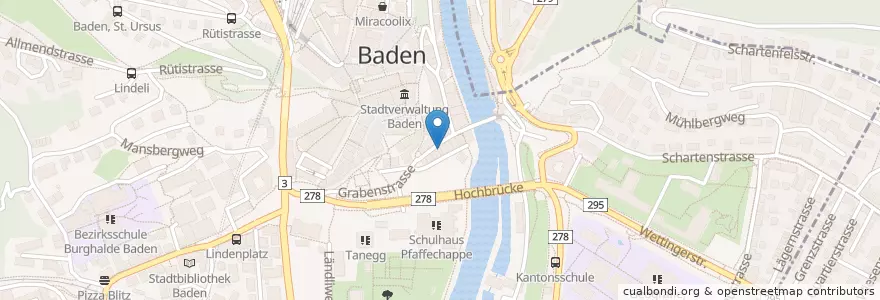 Mapa de ubicacion de Da Pippo en Schweiz/Suisse/Svizzera/Svizra, Aargau, Bezirk Baden, Baden.