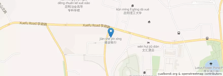 Mapa de ubicacion de China Construction Bank en China, Yunnan, Kunming, 五华区, 莲华街道.