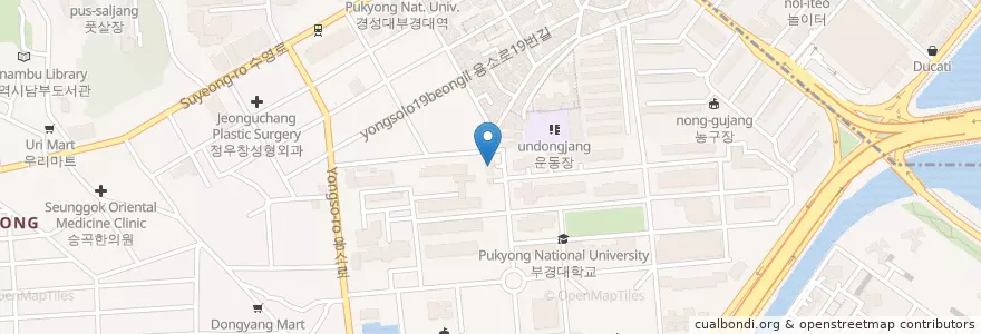 Mapa de ubicacion de 부경대학교 대연캠퍼스 돌집 en Corée Du Sud, Busan, 남구.