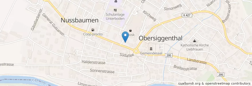Mapa de ubicacion de Neue Aargauer Bank en Schweiz/Suisse/Svizzera/Svizra, Aargau, Bezirk Baden, Obersiggenthal.