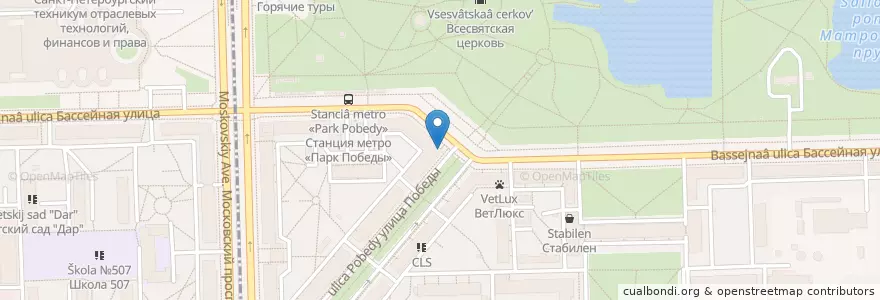 Mapa de ubicacion de Будь Здоров en Russland, Föderationskreis Nordwest, Oblast Leningrad, Sankt Petersburg, Moskauer Rajon, Округ Московская Застава.