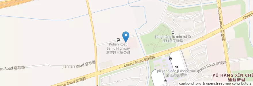 Mapa de ubicacion de 浦连路菜市场 en 中国, 上海市, 闵行区.