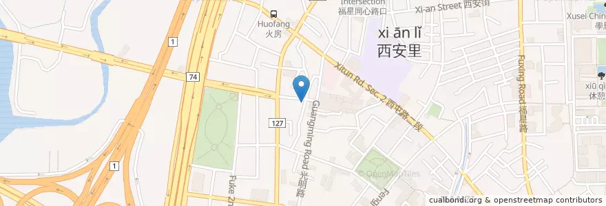 Mapa de ubicacion de 福德祠 en Tayvan, Taichung, 西屯區.