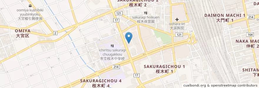 Mapa de ubicacion de しゃぶしゃぶ日本料理 木曽路 en Japan, Saitama Prefecture, Saitama, Omiya Ward.