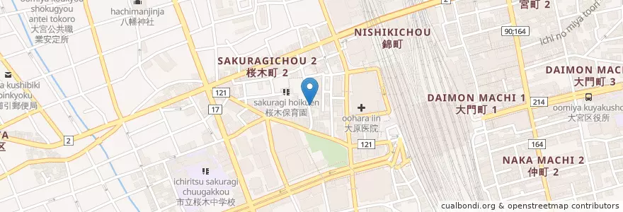 Mapa de ubicacion de 稲荷神社 en 日本, 埼玉県, さいたま市, 大宮区.