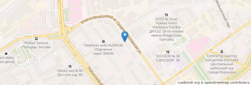Mapa de ubicacion de Аптека № 216 en Russie, District Fédéral Central, Oblast De Voronej, Городской Округ Воронеж.