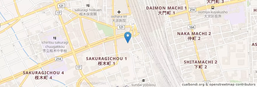 Mapa de ubicacion de Books and Cafe en Japonya, 埼玉県, さいたま市, 大宮区.