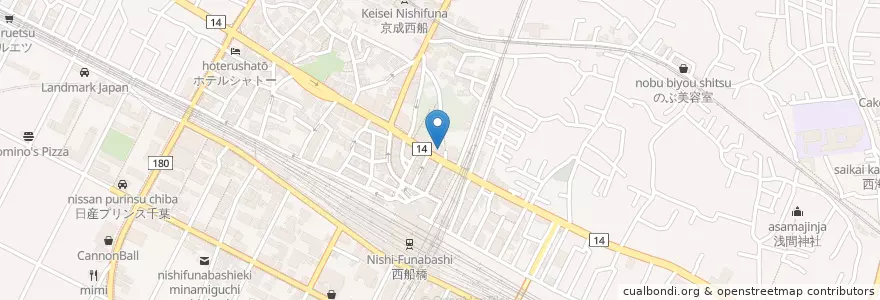 Mapa de ubicacion de モスバーガー en Jepun, 千葉県, 船橋市.