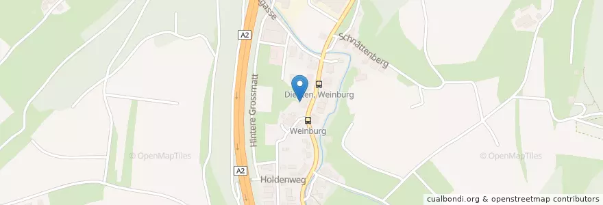 Mapa de ubicacion de Weinburg en Switzerland, Basel-Landschaft, Bezirk Waldenburg, Diegten.