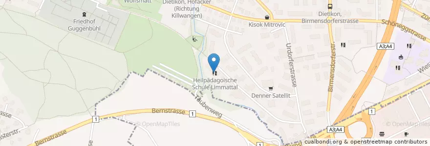Mapa de ubicacion de Heilpädagoische Schule Limmattal en Zwitserland, Zürich, Bezirk Dietikon, Dietikon.