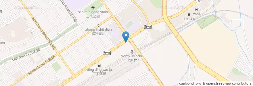 Mapa de ubicacion de 吼牛排 en Tayvan, 臺灣省, Hsinchu, 東區.