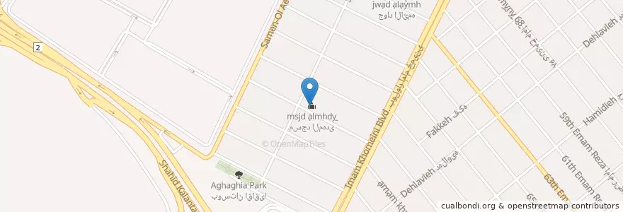 Mapa de ubicacion de Almahdi Mosque en Iran, Razavi Khorasan, Mashhad County, Mashhad, بخش مرکزی شهرستان مشهد.