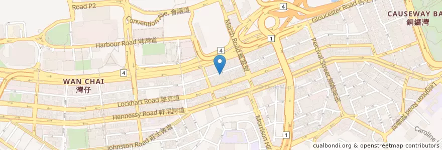 Mapa de ubicacion de 中國網絡中心停車場 China Online Centre Car Park en China, Guangdong, Hong Kong, Pulau Hong Kong, Wilayah Baru, 灣仔區 Wan Chai District.