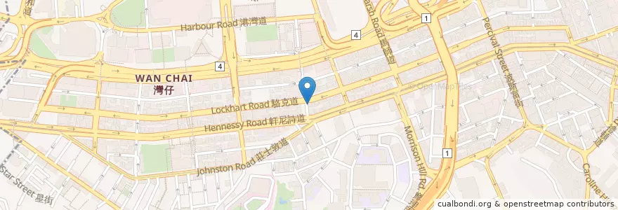 Mapa de ubicacion de 文洪記 en Китай, Гуандун, Гонконг, Гонконг, Новые Территории, 灣仔區 Wan Chai District.