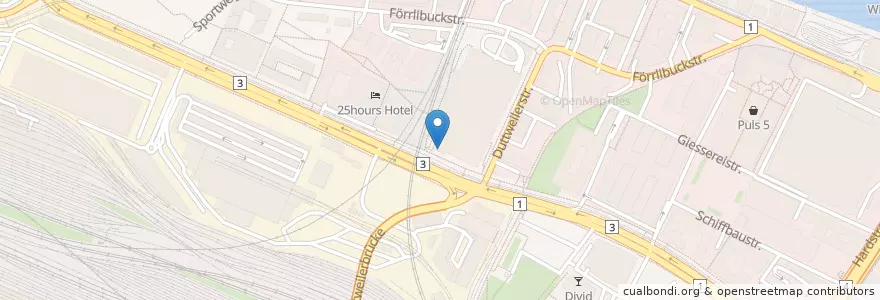 Mapa de ubicacion de Bistro Chez Toni en Schweiz/Suisse/Svizzera/Svizra, Zürich, Bezirk Zürich, Zürich.