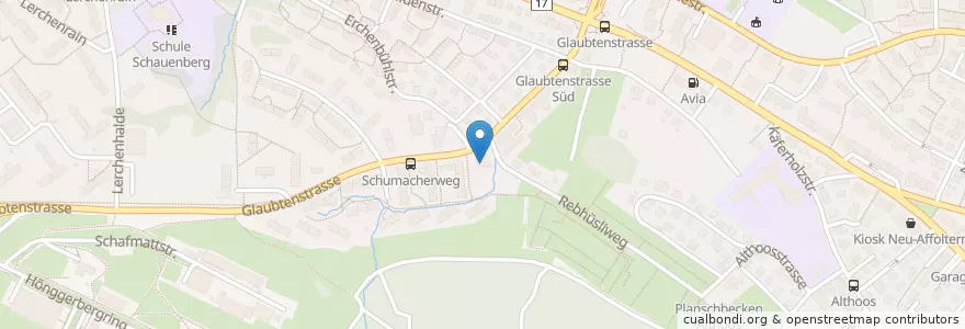 Mapa de ubicacion de Hort Glaubten 1 (Mittag-/Abendhort) + 4 (Mittaghort) en 스위스, 취리히, Bezirk Zürich, Zürich.